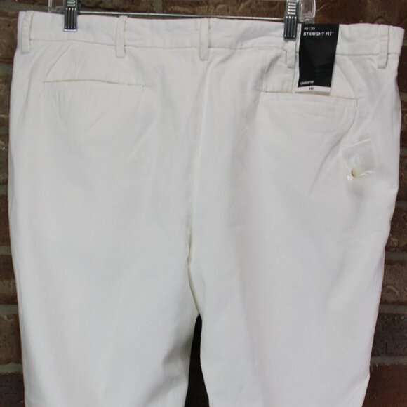 Claiborne Pants Mens 40WX30L Pure White Straight Fit Linen Cotton Blend MSRP $60 - Picture 3 of 5